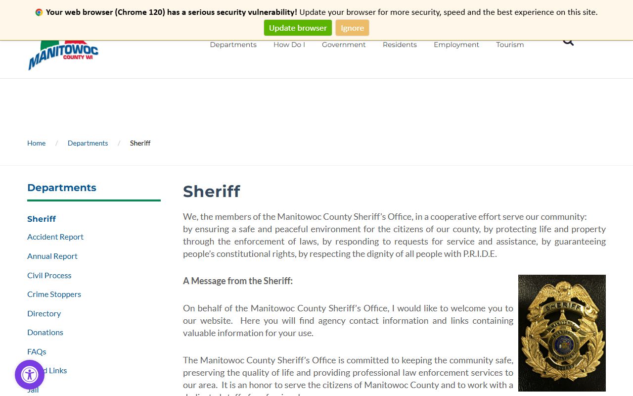 Manitowoc County Criminal Records sheriff's office