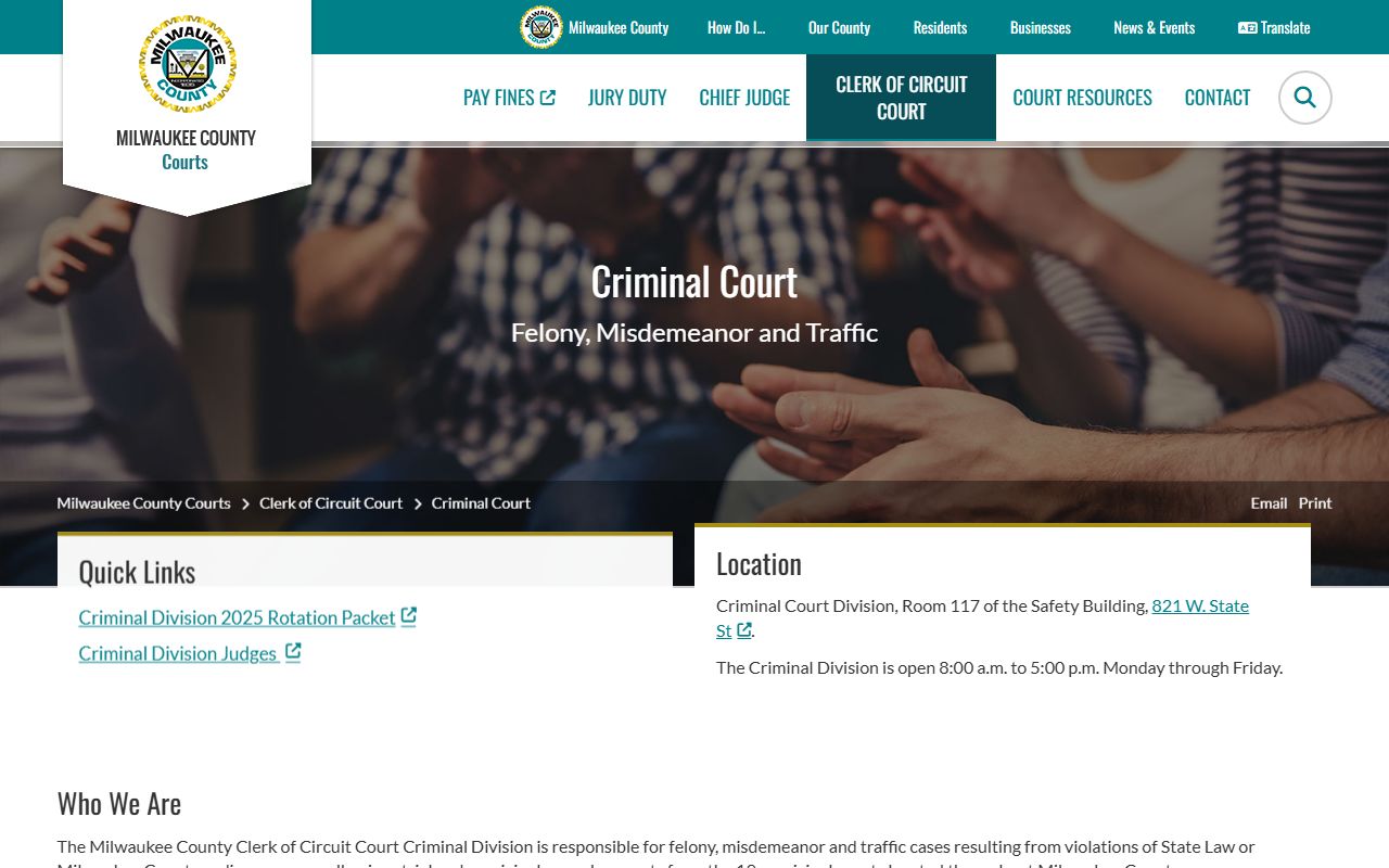 Milwaukee County Criminal Records at the clerk of circuit court