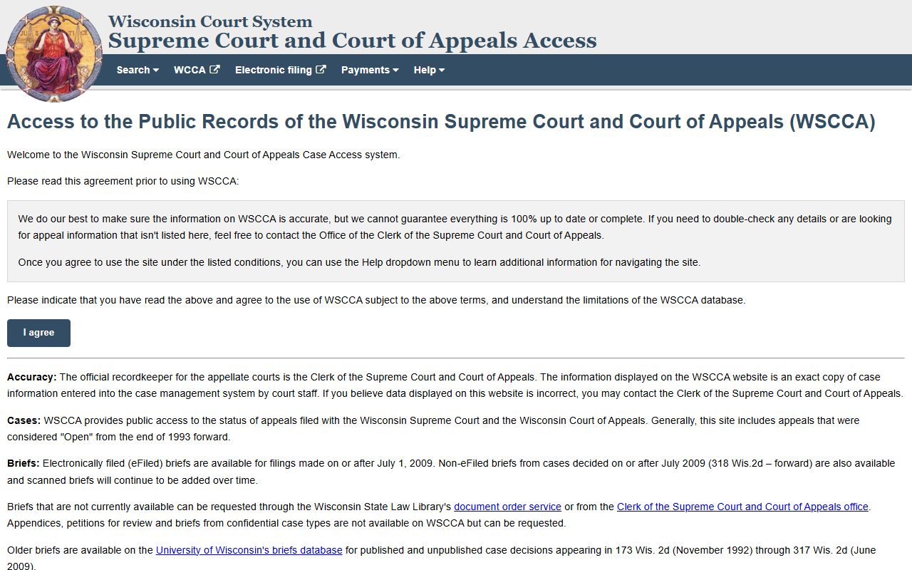 Wisconsin Criminal Records appellate case access site