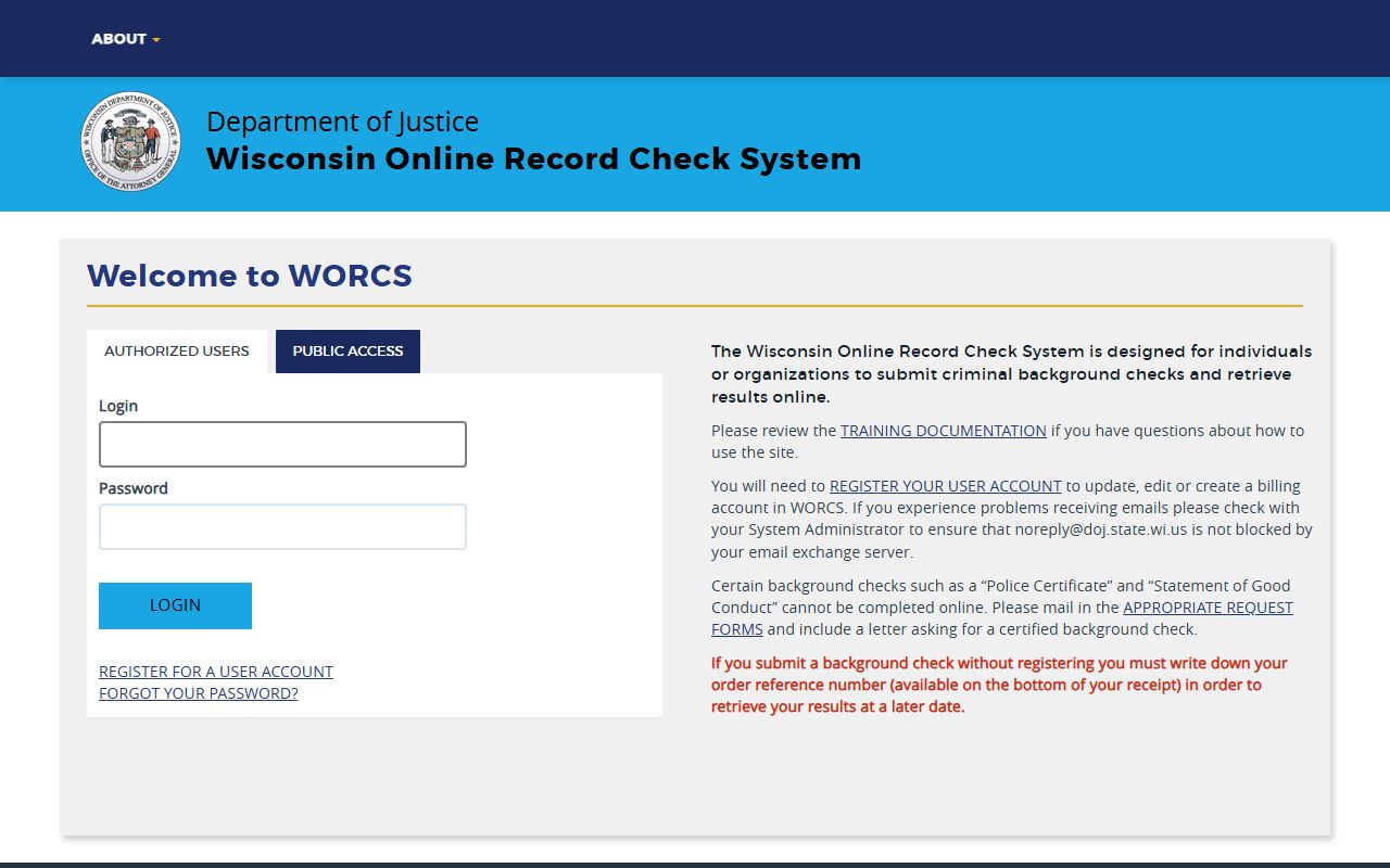 Wisconsin Criminal Records online record check system